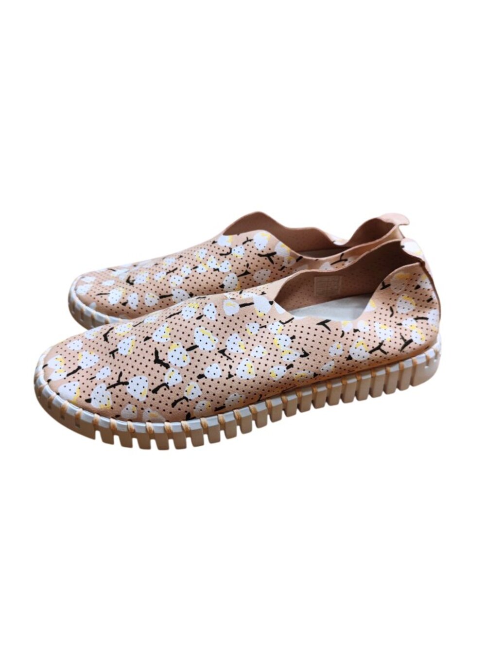 Ilse Jacobsen Peach Floral Slip-On Flats